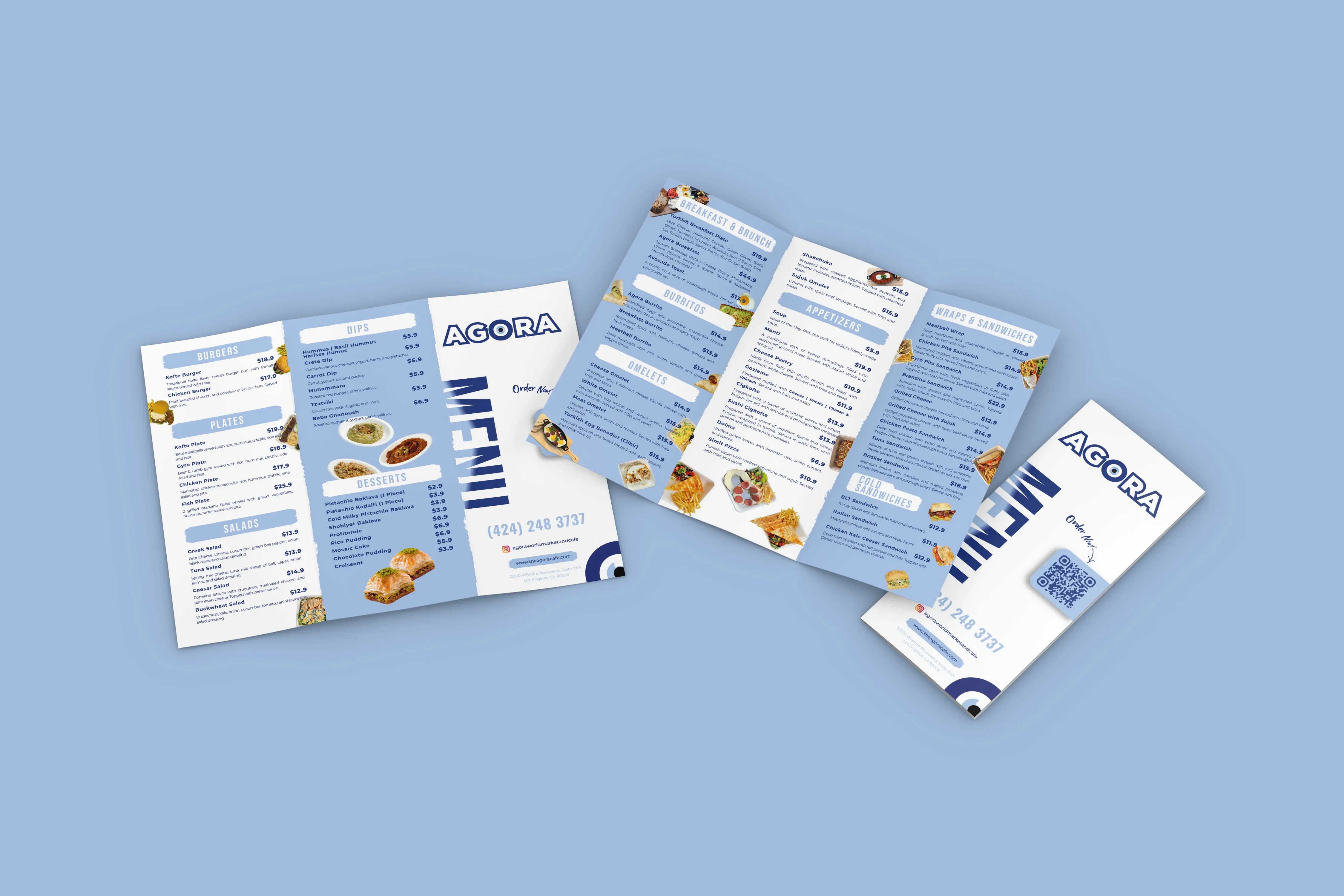 Agora Cafe trifold menu design