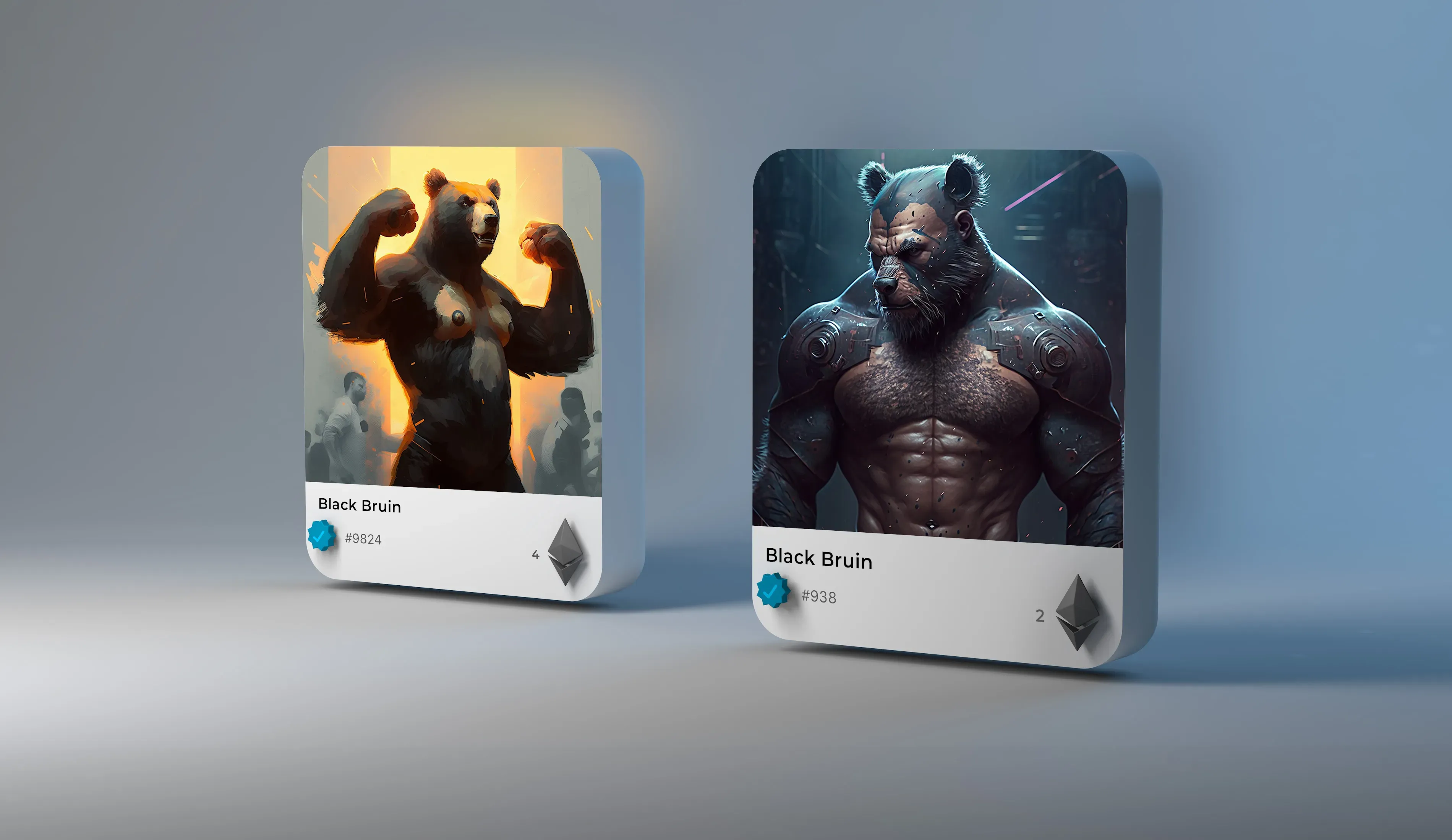 Black Bruin — Digital Collectible 02. Black Bruin character card concepts