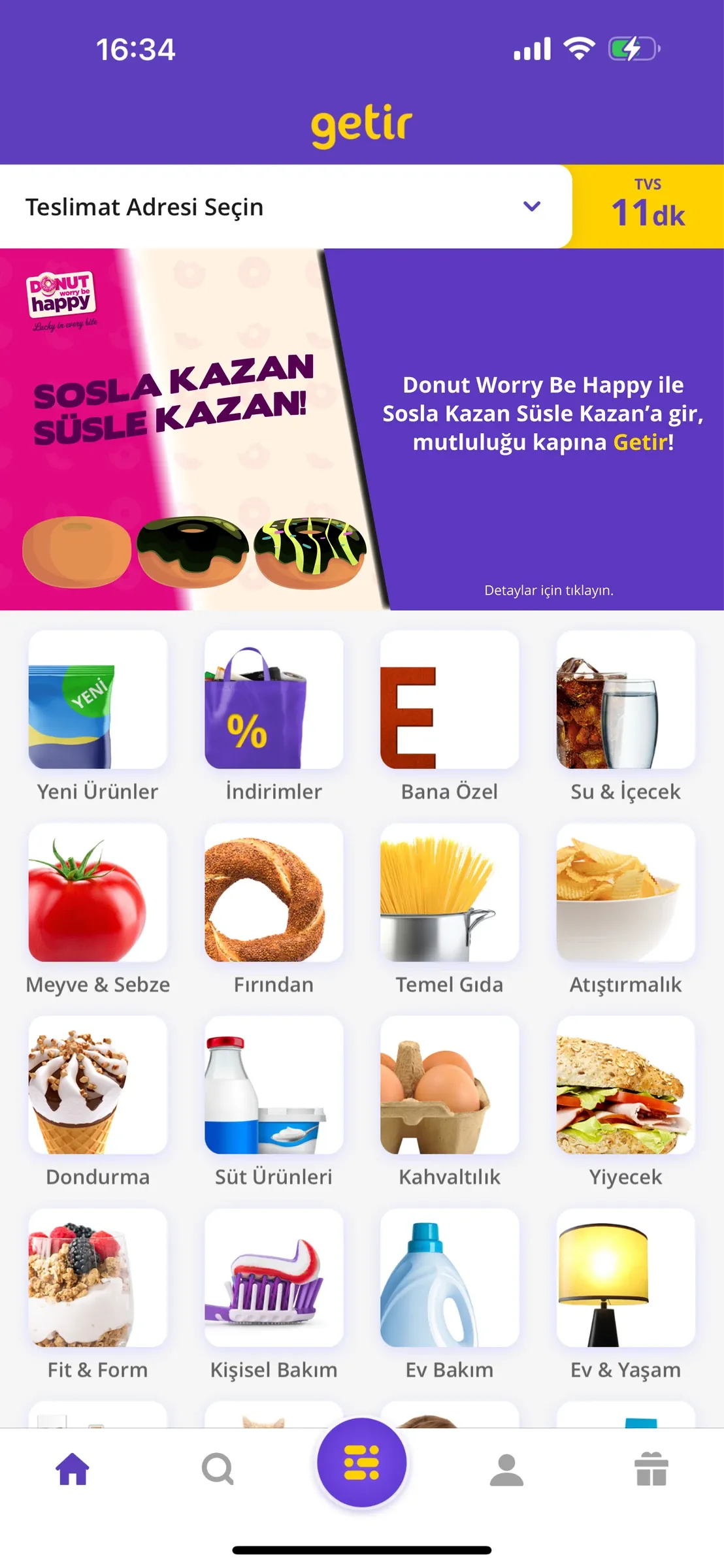Getir aktivasyon konsepti: Önerilen uygulama içi yerleşim
