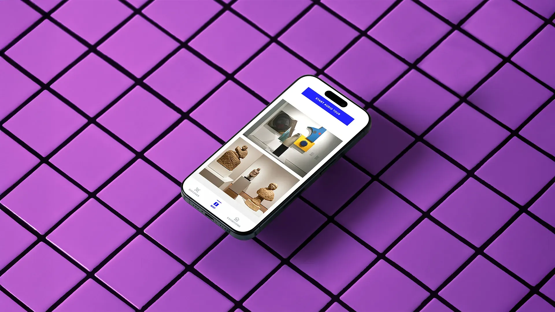 Museo map and audio guidance interface in a presentation mockup