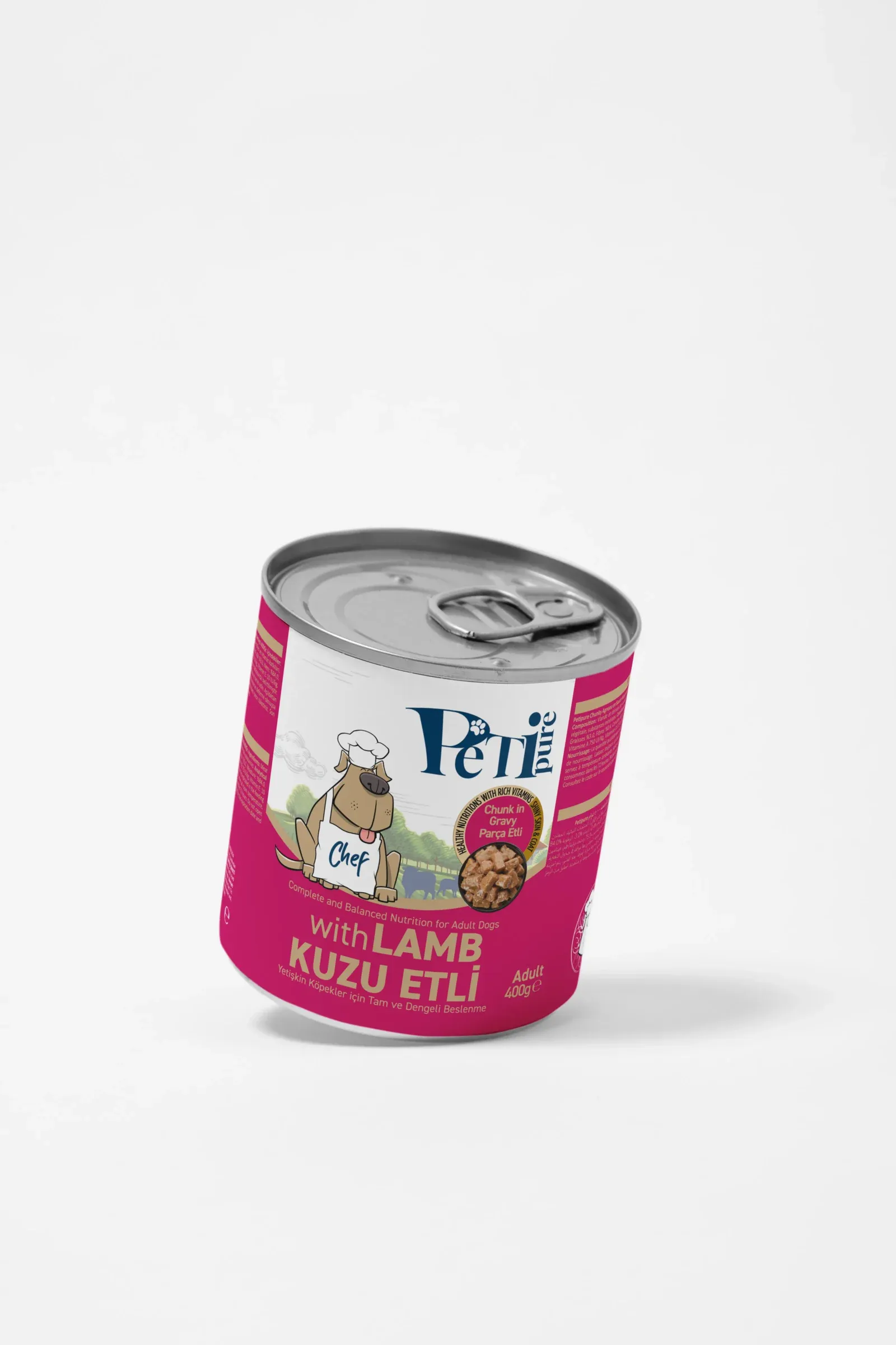 Petipure Lamb adult canned dog food packaging