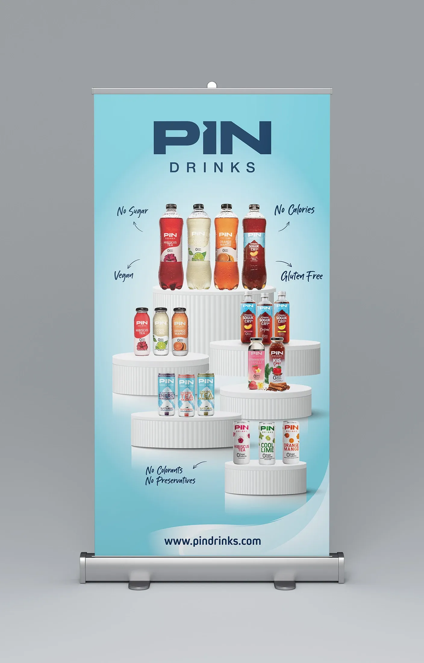 Pin Drinks roll-up display